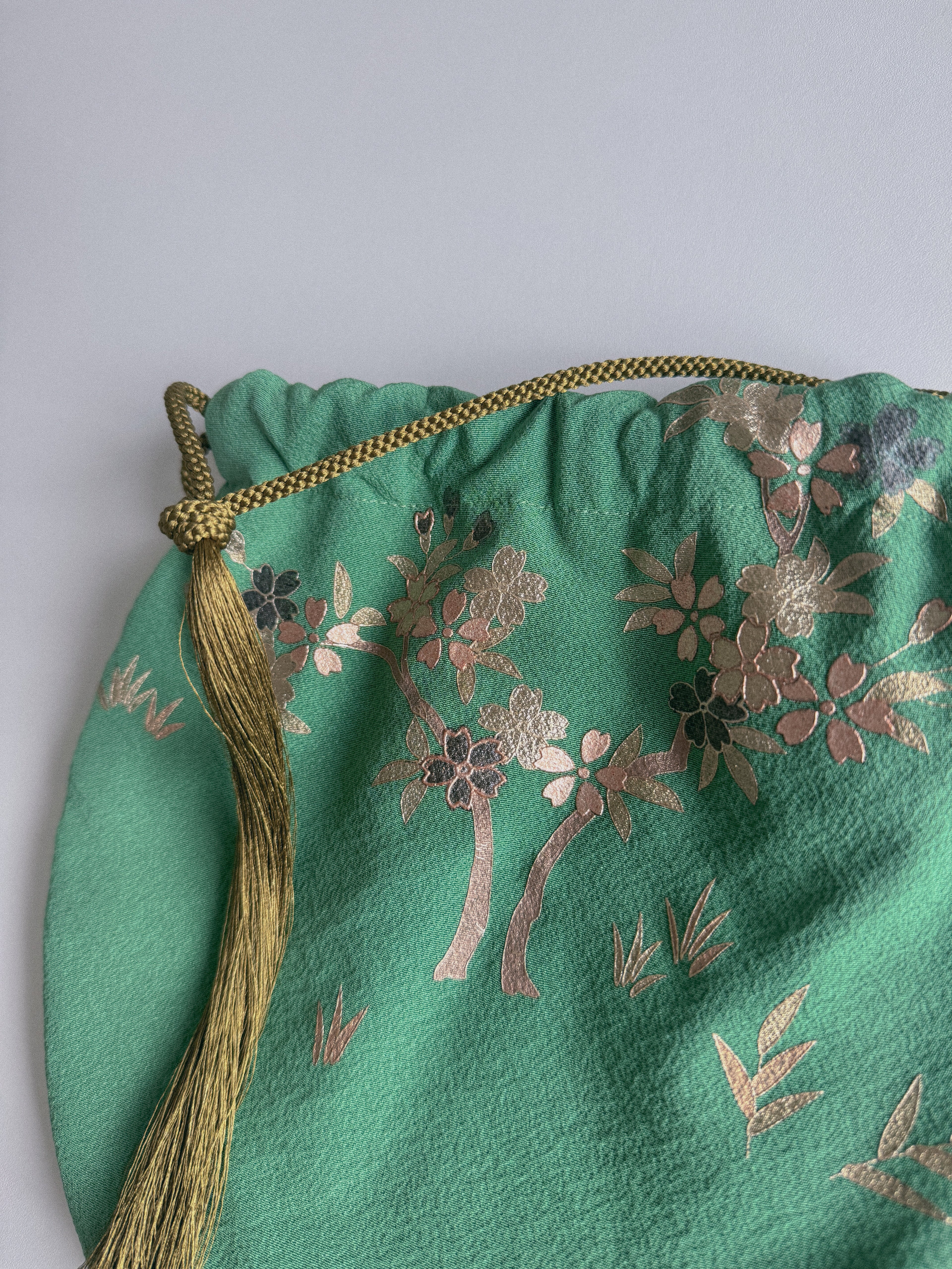 Tassel Drawstring Silk Bag